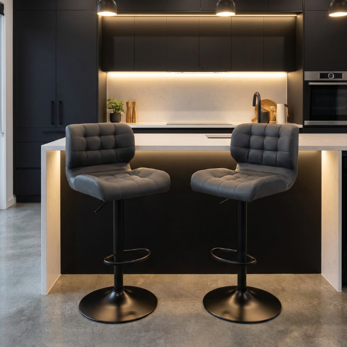 Byron Padded Bar Stool - Charcoal Grey - Set of Two – modern bar stool by Interior Ave