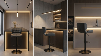 Byron Padded Bar Stool - Charcoal Grey - Set of Two – modern bar stool by Interior Ave