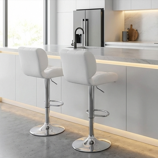 Byron Padded Kitchen Bar Stool - White - Set of Two – modern bar stool by Interior Ave
