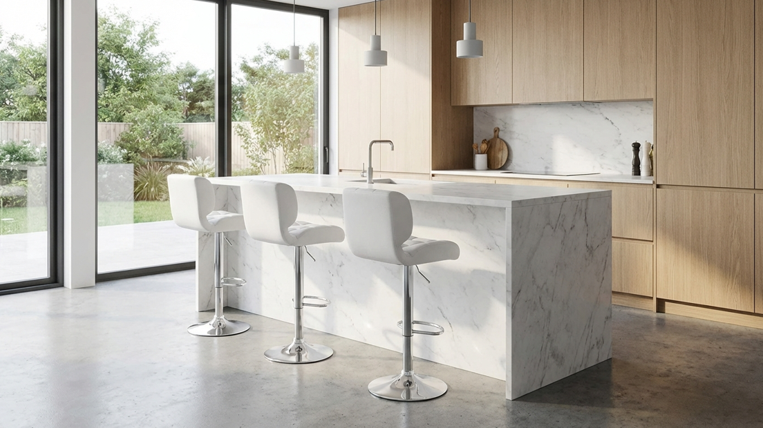 Byron Padded Bar Stool - White - Set of Two – modern bar stool by Interior Ave