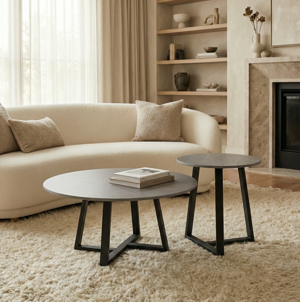 Broadway Two Tier Coffee Table Set - Grey Stone – premium furniture by Interior Ave