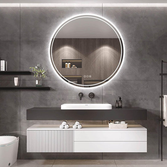 90cm Round Frameless LED Bathroom Mirror – LED illuminated bathroom mirror by Interior Ave