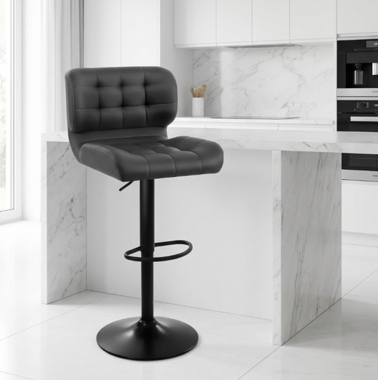 Byron Padded Bar Stool - Charcoal Grey - Set of Two – modern bar stool by Interior Ave
