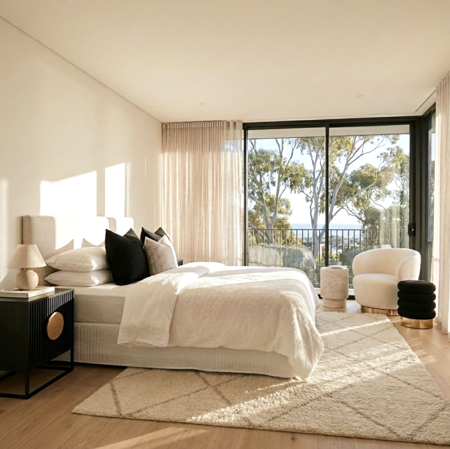 Bella Fluted Bedside Table - Black