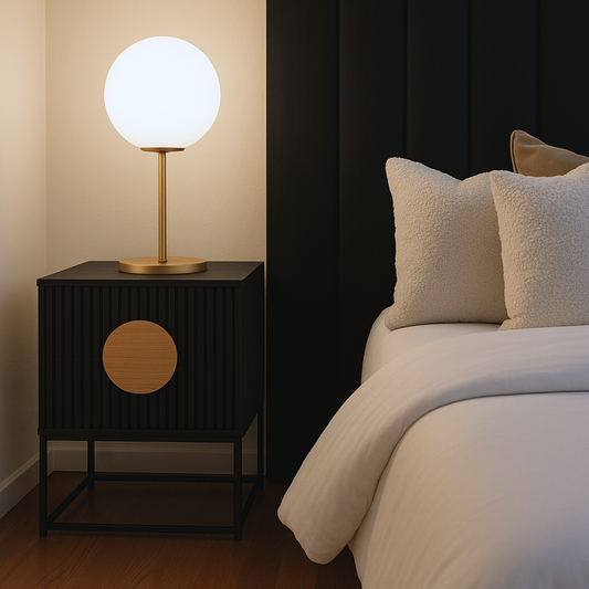 Bella Fluted Bedside Table - Black