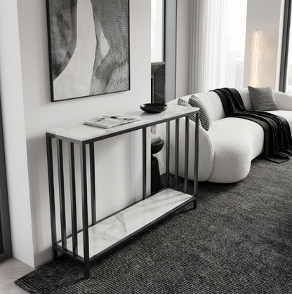 Bronte Dual Layer Hallway Console - White Marble Stone – premium furniture by Interior Ave