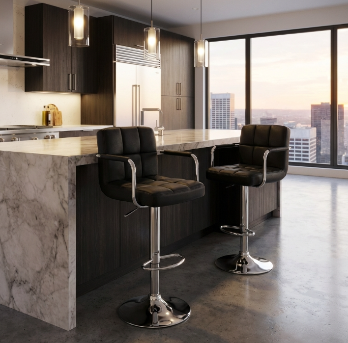 Classic Handle Bar Stool - Black - Set of Two – modern bar stool by Interior Ave