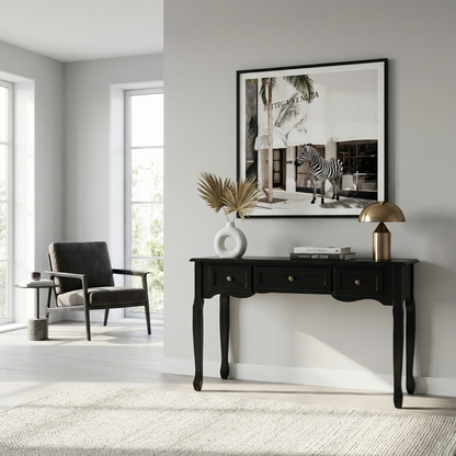 Celeste Black Modern 3 Drawer Console Desk | Furniture by Interior Ave