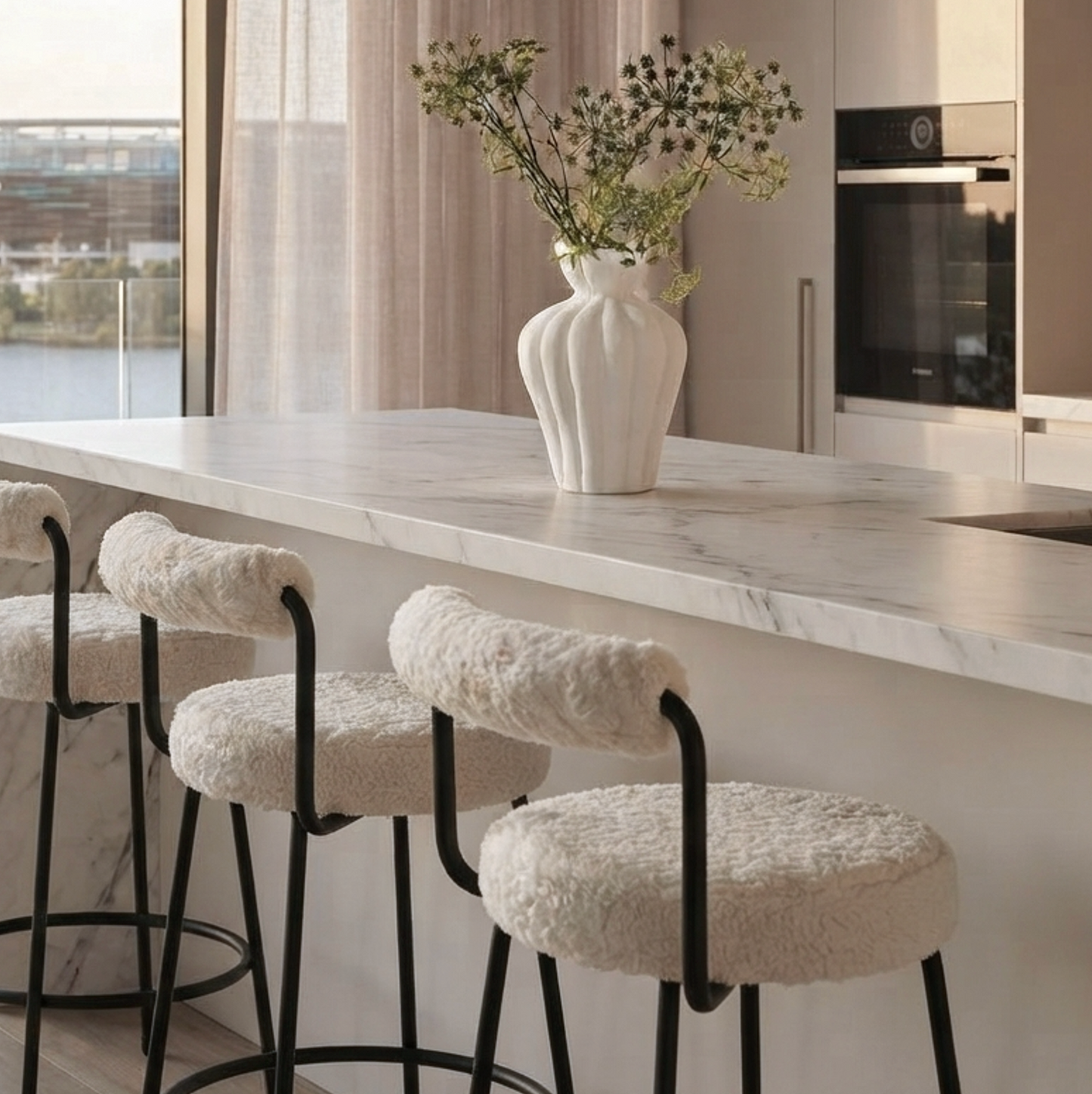 Calipo Sheepskin Bar Stool - White