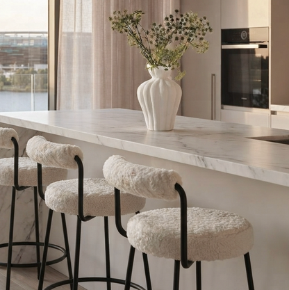 Calipo Sheepskin Bar Stool - White