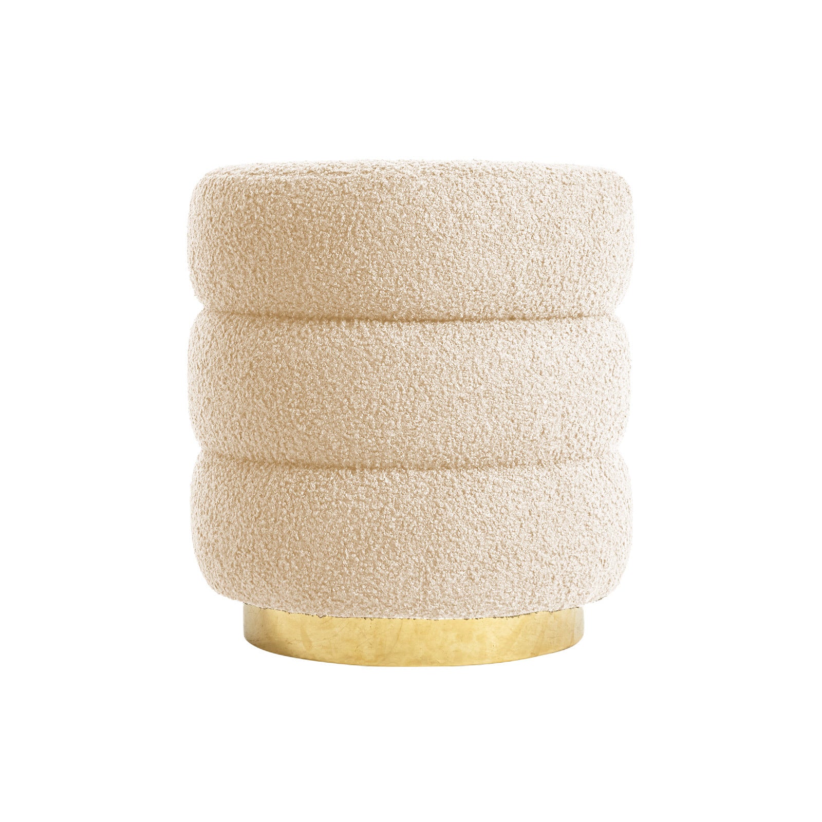 Calista Round Stacked Ottoman - Beige Teddy Fleece – modern footstool by Interior Ave