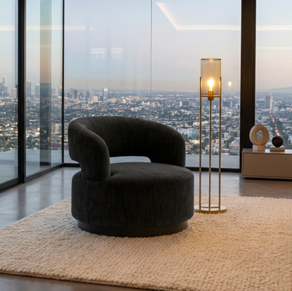 Coco Milan Swivel Accent Chair - Black