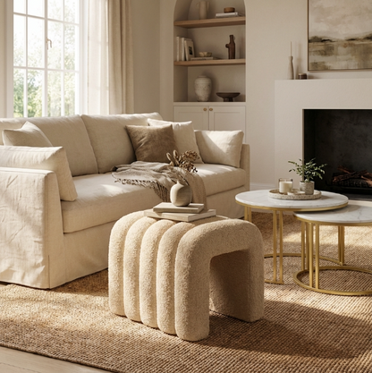 Calista Teddy Arch Ottoman - Beige – modern ottoman or footstool by Interior Ave