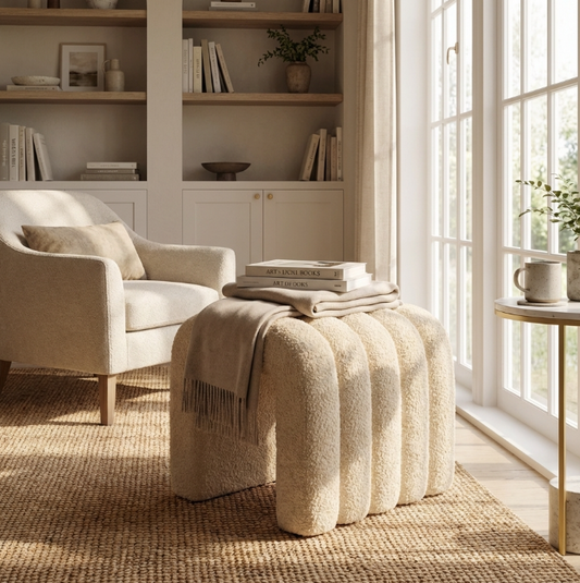 Calista Teddy Arch Ottoman - Beige – modern ottoman or footstool by Interior Ave