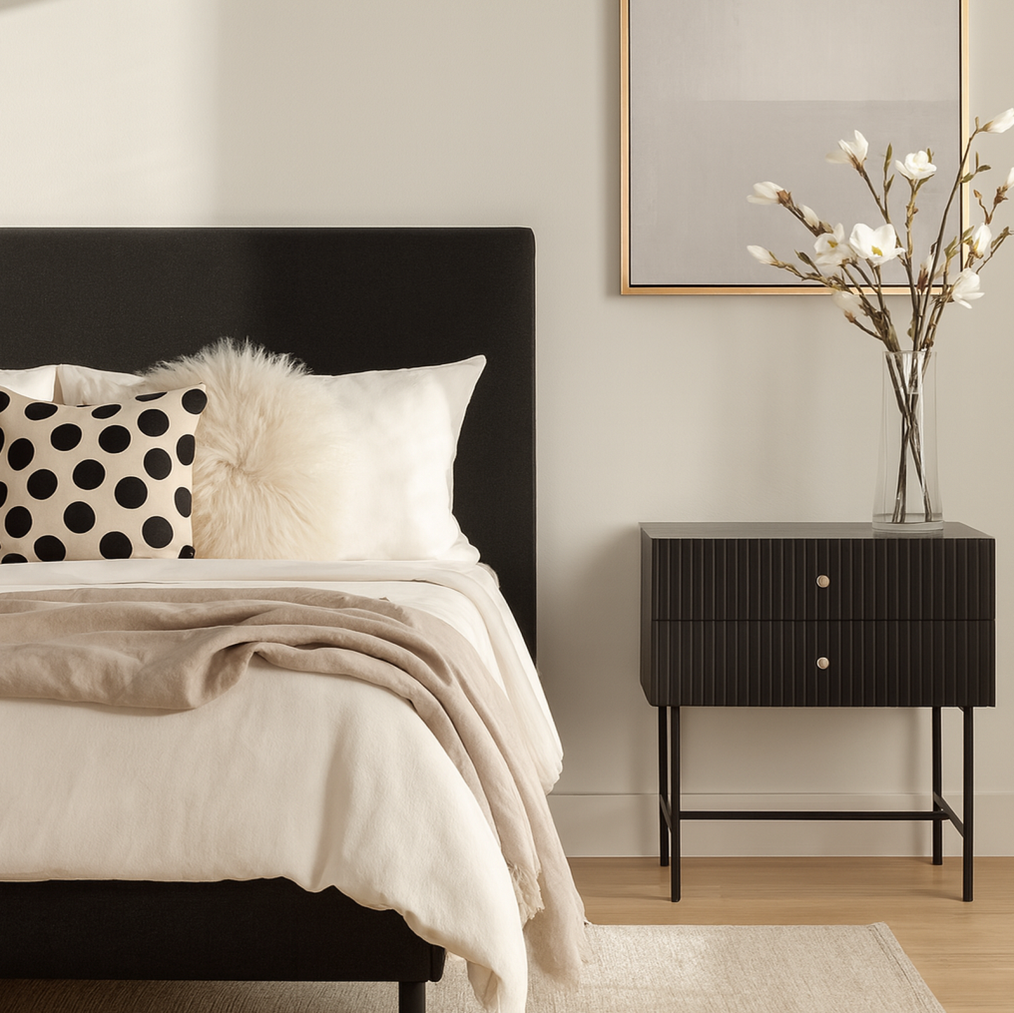 Calipo Bedside Two Drawer  - Black