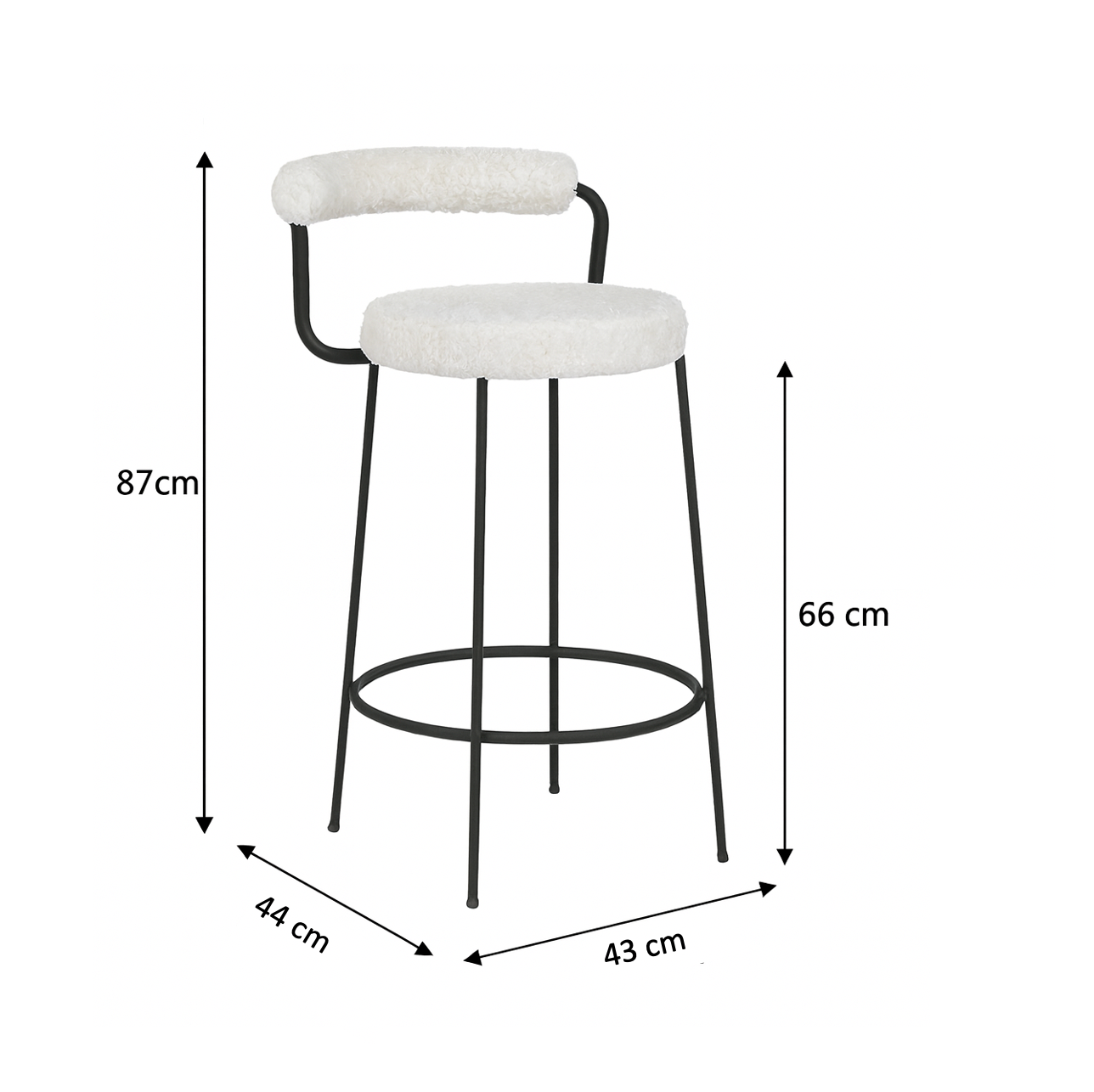Calipo Sheepskin Bar Stool - White