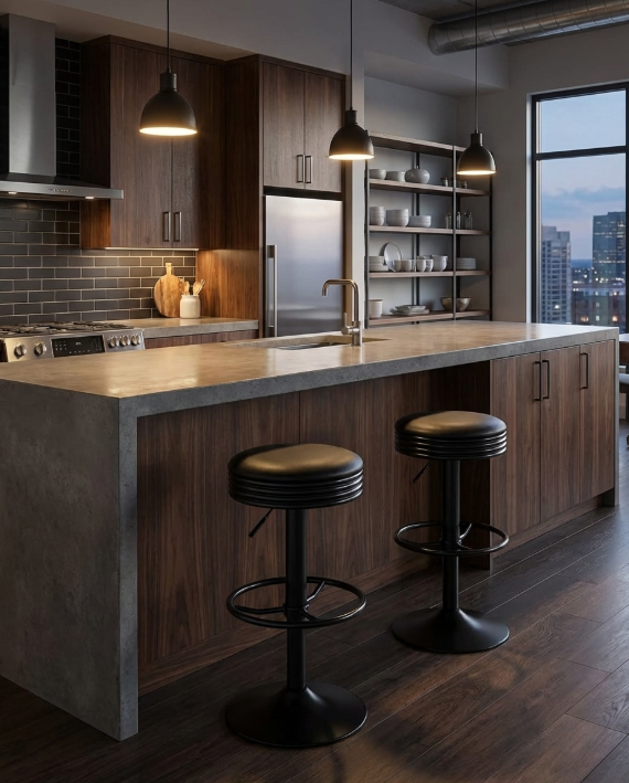 Daytona Counter Bar Stool - Black - Set of Two – modern bar stool by Interior Ave