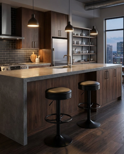 Daytona Counter Bar Stool - Black - Set of Two – modern bar stool by Interior Ave