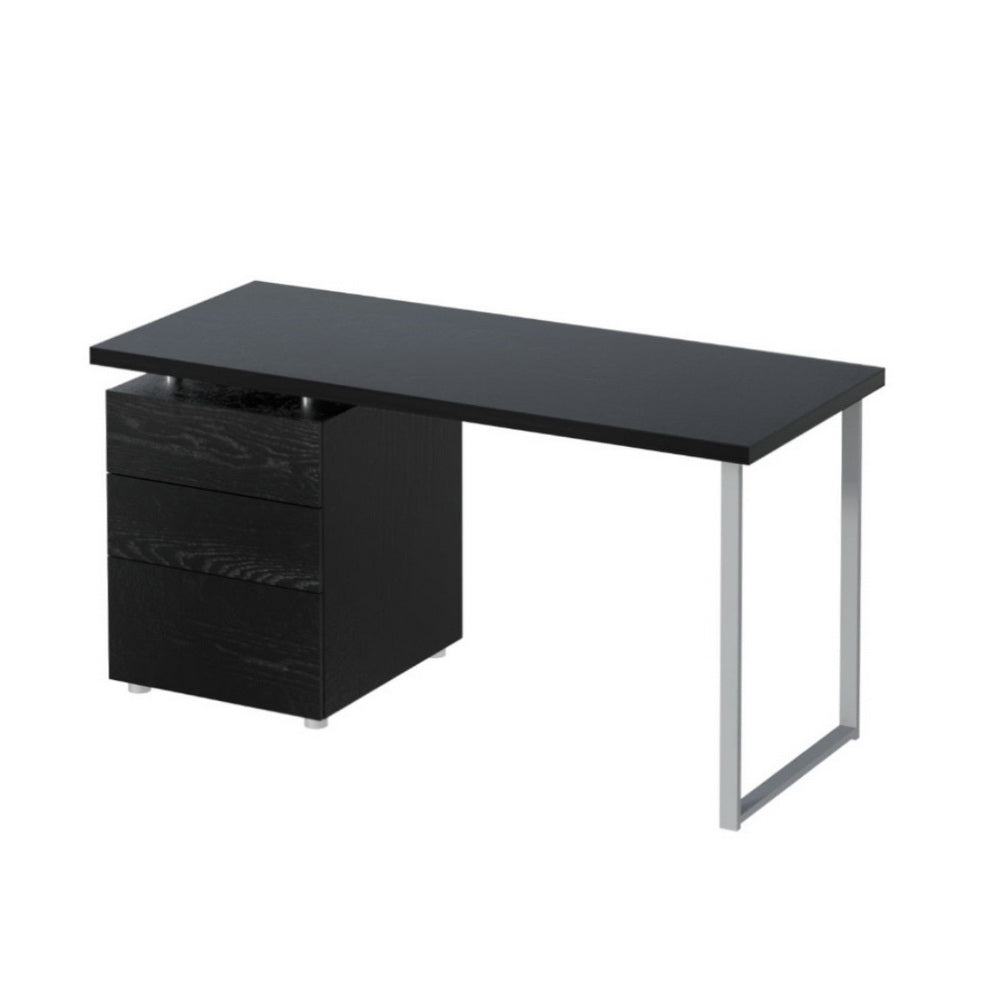 Studio Desk with Drawer Cabinet – Black (140cm)