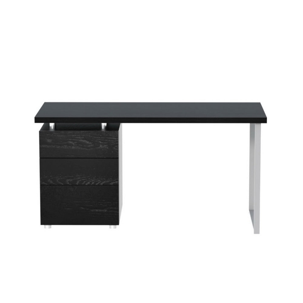 Studio Desk with Drawer Cabinet – Black (140cm)