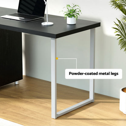 Studio Desk with Drawer Cabinet – Black (140cm)