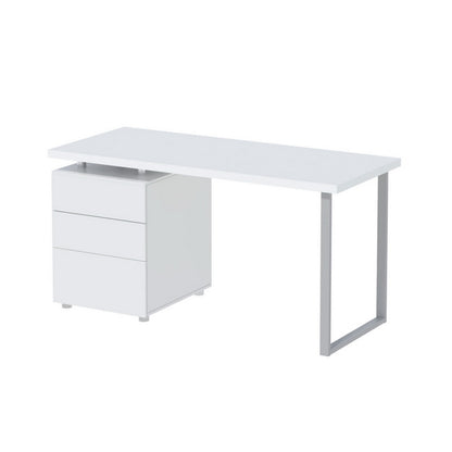 Studio Desk with Drawer Cabinet – White (140cm)