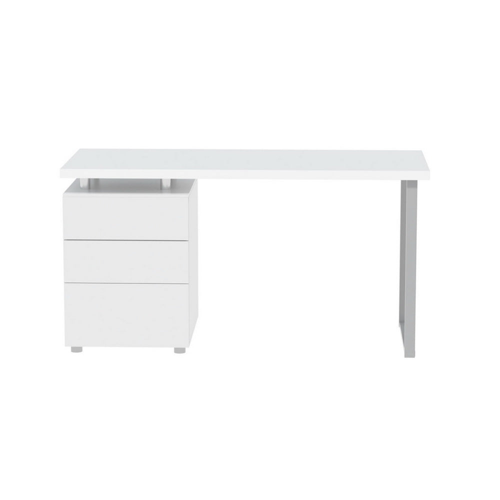 Studio Desk with Drawer Cabinet – White (140cm)