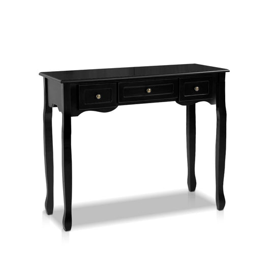 Celeste 3 Drawer Hamptons Hallway Desk - Black