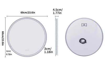 60cm Round Frameless LED Bathroom Mirror – LED illuminated bathroom mirror by Interior Ave