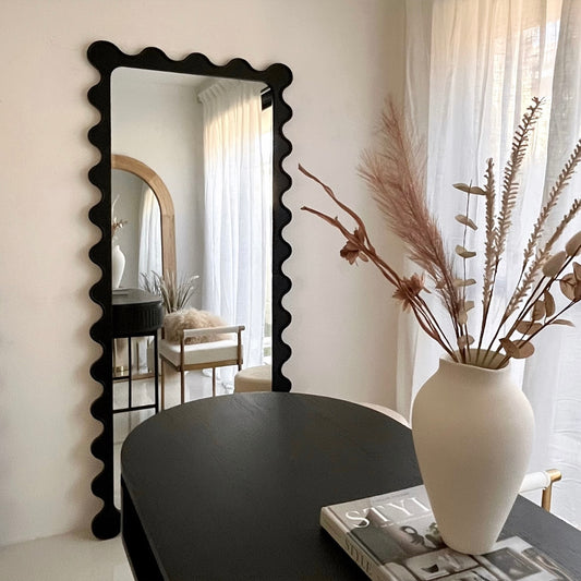 Freya Scallop Mirror - Black