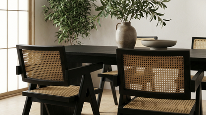 Eden Solid Wood Rattan Dining Chair - Black – modern dining chair by Interior Ave