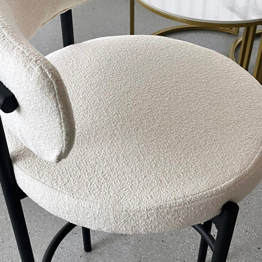 Onyx Round Bar Stool - White Boucle