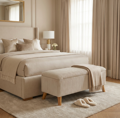 Florence Beige Storage Bedroom Bench | Modern Bench by Interior Ave