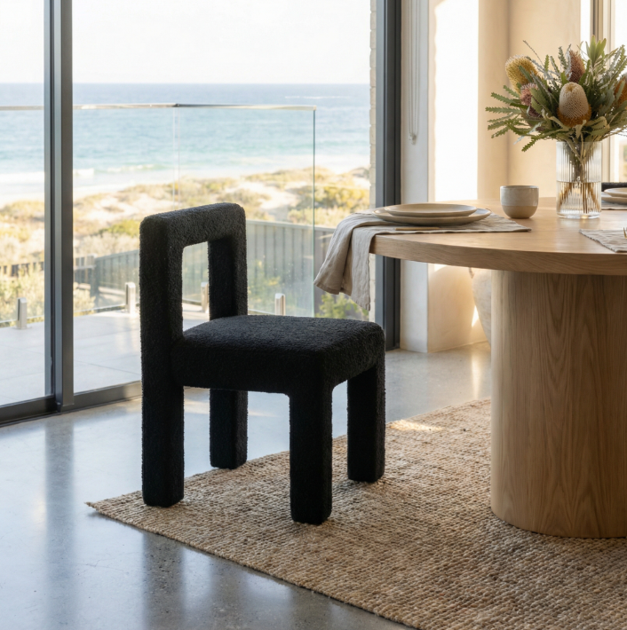 Forma Black Boucle Dining Chair – Modern Dining Chairs by Interior Ave