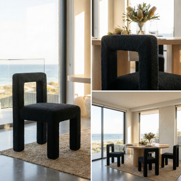 Forma Black Boucle Dining Chair – Modern Dining Chairs by Interior Ave