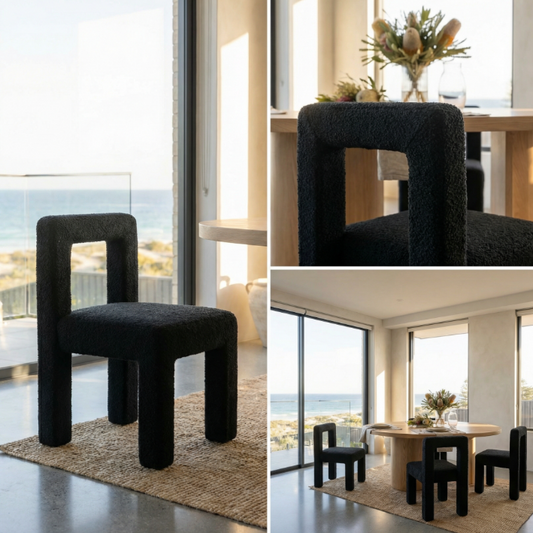 Forma Black Boucle Dining Chair – Modern Dining Chairs by Interior Ave
