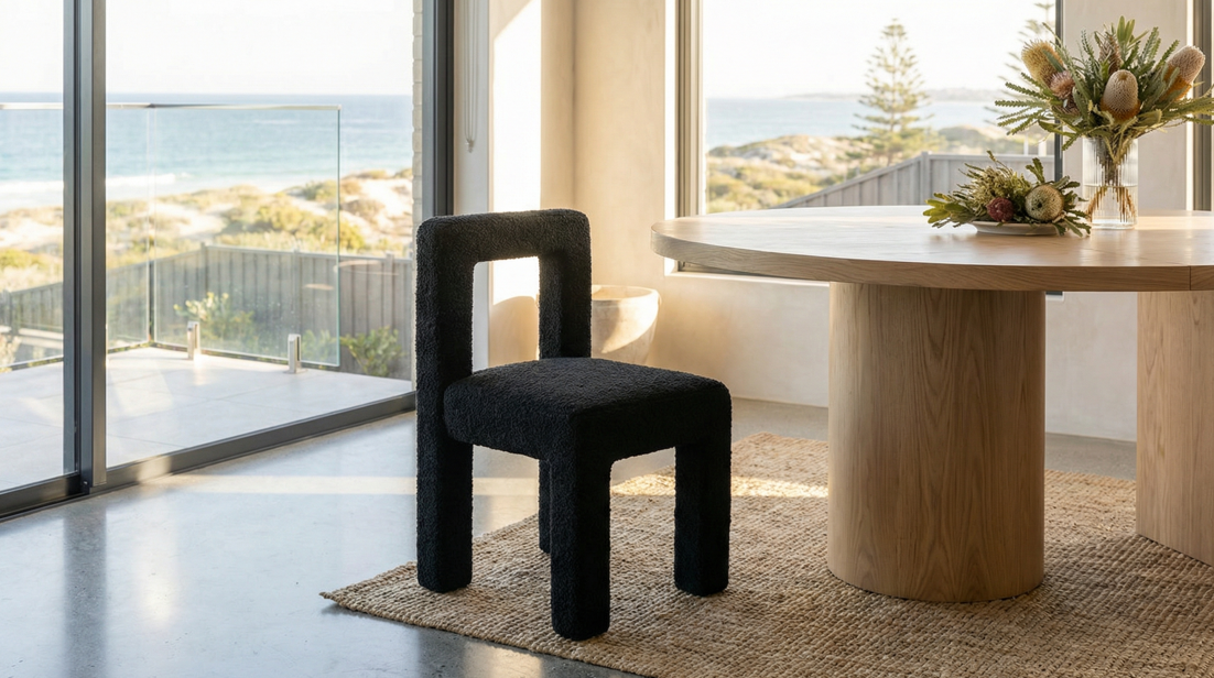 Forma Black Boucle Dining Chair – Modern Dining Chairs by Interior Ave