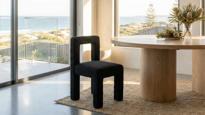 Forma Black Boucle Dining Chair – Modern Dining Chairs by Interior Ave