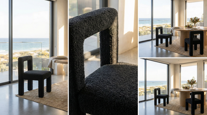 Forma Black Boucle Dining Chair – Modern Dining Chairs by Interior Ave