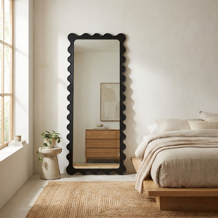 Freya Black | Statement Black Scalloped Full Length Mirror by Interior Ave