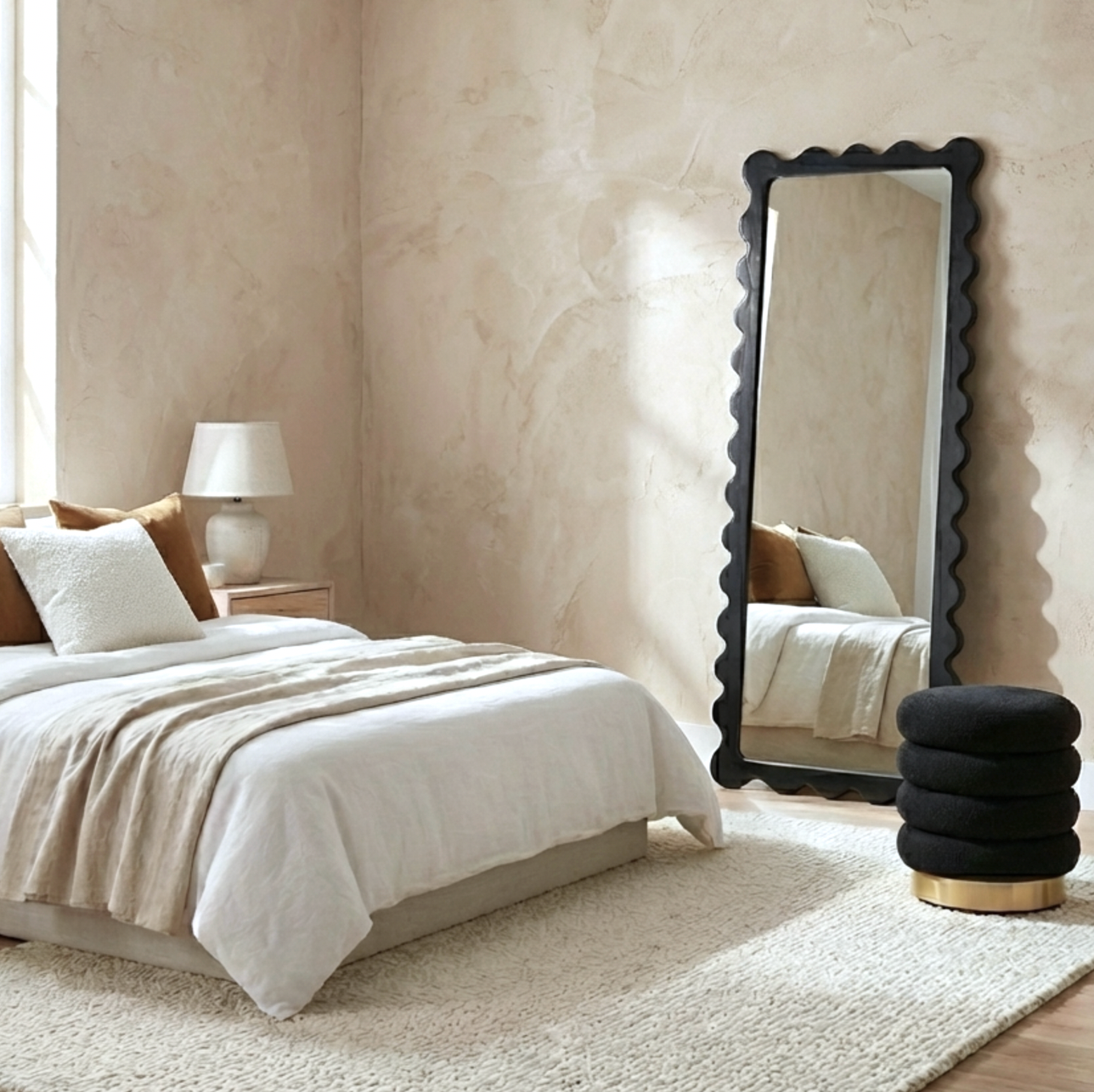 Freya Black | Statement Black Scalloped Full Length Mirror by Interior Ave
