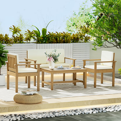 Sun Downer 4-Piece Outdoor Sofa Set Wooden Couch Lounge Setting