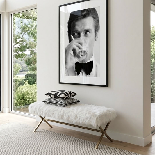 Oxley Fur Bench - Discontinued (White & Gold)