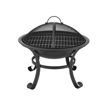 Portable Fire Pit BBQ with Mesh Spark Guard & Grill