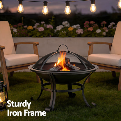 Portable Fire Pit BBQ with Mesh Spark Guard & Grill