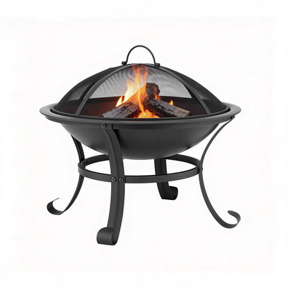 Portable Fire Pit BBQ with Mesh Spark Guard & Grill