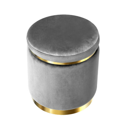 Gia Velvet Ottoman – Charcoal Grey Round Tufted Footstool – modern ottoman or footstool by Interior Ave