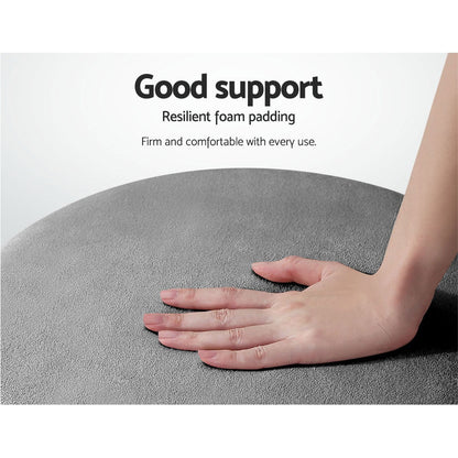 Gia Velvet Ottoman – Charcoal Grey Round Tufted Footstool – modern ottoman or footstool by Interior Ave