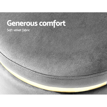 Gia Velvet Ottoman – Charcoal Grey Round Tufted Footstool – modern ottoman or footstool by Interior Ave