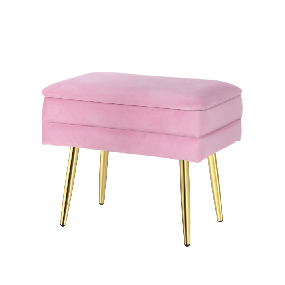 Pink Velvet Ottoman